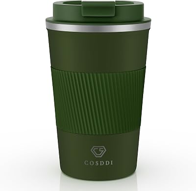 CS COSDDI Travel Mugs Insulated Stainless Steel 380 ml Green A