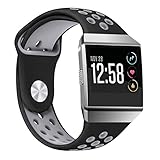 For Fitbit Ionic Sport Bands, bayite Soft Silicone Replacement Band Perforated Breathable Wristband Fashion Strap For Fitbit Ionic Fitness Smart Watch Accessories Black/Gray Women Men
