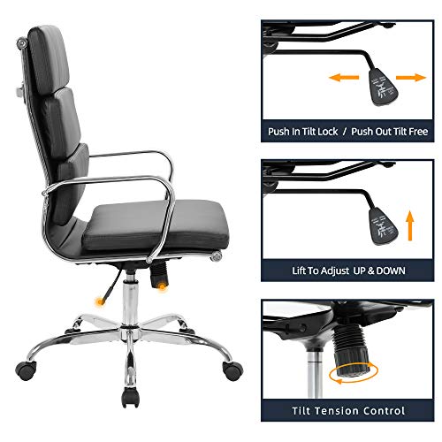 LANDSUN Executive Office Chair Leather High Back Home Swivel Desk Chair with Wheels and Armrests Soft Padded Adjustable… - Image 4