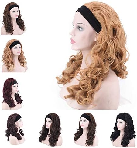 Wig with Headband Fashion Long Wavy Hair Synthetic Wig for Women (30)