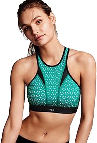 Victoria's Secret VSX Laser Cut High Neck Sports Bra Large Teal/Black