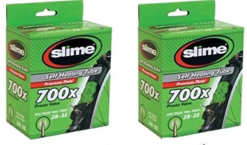 [- 2 x Slime Bike Inner Tubes 700 x 28-32c Presta Valves - Slime Filled To Instantly Seal And Repai