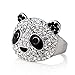 Fashion Hot Sale Lovely Cute Crystal Rhinestone Mounted White Black Panda Ring