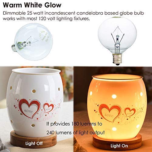 25 Watt Wax Warmer Bulbs for Full Size Scentsy Warmer, 6 Pack E12 Base