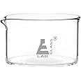 EISCO Crystallizing Dish, 300ml - Flat Bottom, with Spout - Borosilicate 3.3 Glass - Laboratory, Kitchen, Crafts