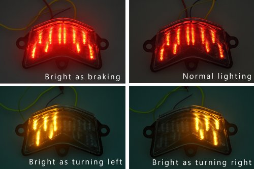 Wotefusi ABS Injection New Motorcycle Turn Brake Turning Braking Signal Tail Rear Light Lamp Taillight For Kawasaki Ninja ZX10 ZX10R 2004 2005 Clear