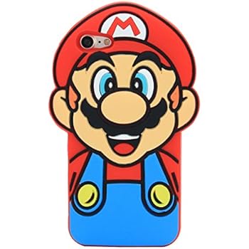 Red Super Mario Case for iPhone 7 8 iPhone7 iPhone8 Regular Size Soft Silicone 3D Cartoon Cool Decent Lovely Fun Decent Shockproof Shock Drop Proof Resistant Protective for Kids Boys Men Guys Girls
