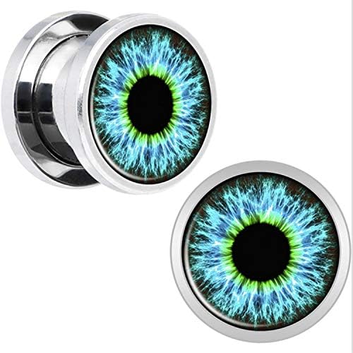 Sexy Body Jewelry Blue Stainless Steel Eyes Fashion Tunnels Piercing Ear Expansions Party Gift