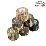 Goodlucky365 6 Rolls Self-adhesive Non-woven Outdoor Camouflage Wrap Rifle Hunting Cycling Tape Waterproof Camo Stealth Tape