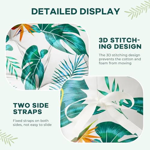 joomie Egg Swing Chair Cushion Replacement Waterproof 120x84x18 cm Thicken Outdoor Patio Hanging Basket Chair Cushions Removable Pad with Ties for Garden Cocoon Egg Hammock Chair, Yellow-Green Leaf