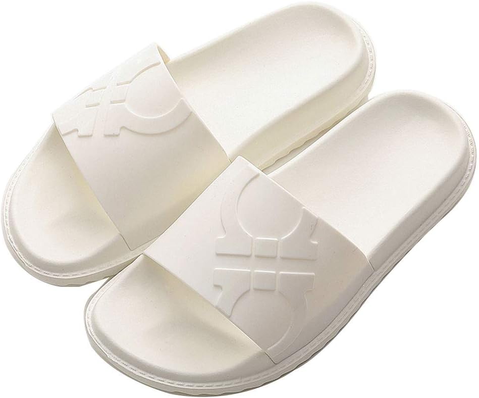 LiChenYao Summer Sandals and Slippers Female Summer Household Bathroom Bath Non-Slip Shower Padded Thick Bottom Home Indoor Couple Slippers Men (Color : White, Size : 11 US)