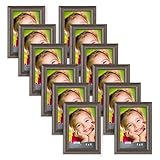 Icona Bay 4x6 Picture Frame (12 Pack, Hickory Brown), Photo Frame 4 x 6, Composite Wood Frame for Walls or Tables, Set of 12 Lakeland Collection