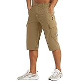 MAGCOMSEN Men's Workout Gym Shorts Quick Dry 3/4 Capri Pants Zipper Pockets Hiking Athletic Running Shorts