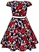 Bonny Billy Girls Classy Vintage Floral Swing Kids Party Dress with Belt 5-6 Years C-Flower