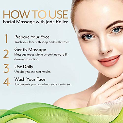 Pro-Nu Jade Roller Face Massager with Natural Jade Stone for Face Eye Massage