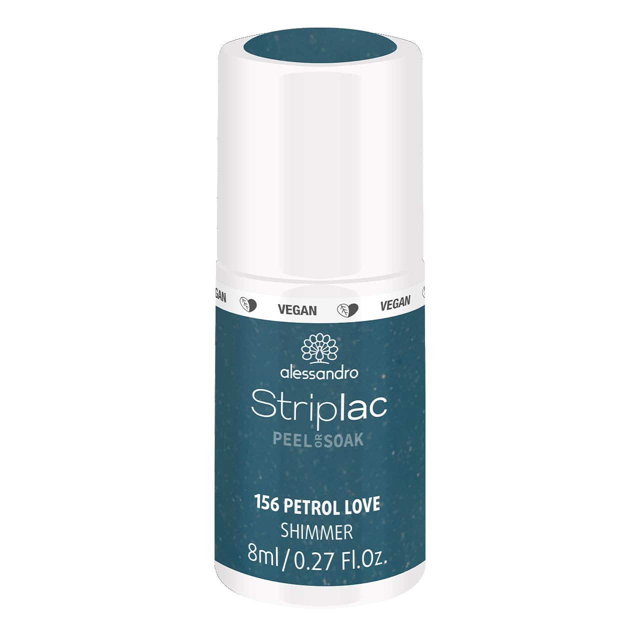 alessandro Striplac Peel or Soak Vegan Petrol Love LED Nail Polish in Petrol Blue with Shimmer for Perfect Nails in 15 Minutes 8 ml