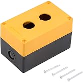 uxcell Push Button Switch Control Station Box 22mm 2 Holes Yellow and Black
