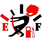 Funny Car Stickers, High Gas Consumption Decal, Angry Boy Adjusting Fuel Gauge, Fuel Gage Empty Stickers for Cars, Van, Trucks, Car Decals for Women Men