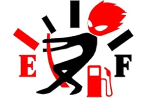 NIUBIPRO Funny Car Stickers, High Gas Consumption Decal, Angry Boy Adjusting Fuel Gauge, Fuel Gage Empty Stickers for Cars, Van, Trucks, Car Decals for Women Men