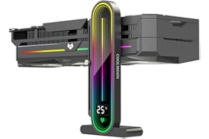 Baotkere Height Adjustable RGB GPU Stand with Temperature Display, 5V 3PIN Video Card Support Holder, Anti Sag Bracket & Magn