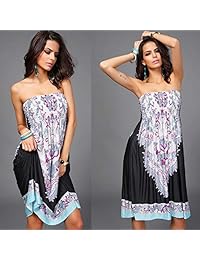 XS-XL Boho Beach Dress Cover Up Ropa de playa para las damaes verano sin tirantes Floral