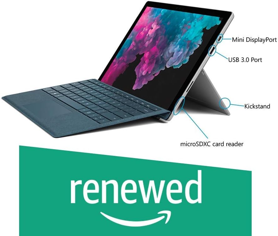 (Renewed) Microsoft Surface Pro 6 NKR-00023 2019 12.3-inch Laptop (8th Gen Core i5-8250U/8GB/128GB SSD/Windows 10 Home/Intel UHD 620 Graphics), Platinum + Type Cover (Black) Bundle