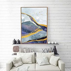 SIGNFORD Framed Canvas Home Artwork Decoration Golden Abstract...