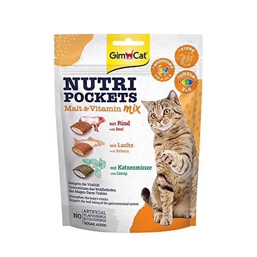 Nutri Pockets mezcla de malta y vitaminas - Snack crujiente para gatos, con relleno cremoso e ingredientes funcionales - 1 bolsa (1 x 150 g)