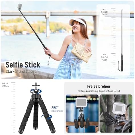 51 in 1 Action Kamera Zubehör Kit Kompatibel mit GoPro Hero 13 12 11 10 Max Insta360 GO3S GO3 X4 X3 DJI Osmo Action 5 Pro 4 3 AKASO APEMAN, inklusive Aufbewahrungsbox