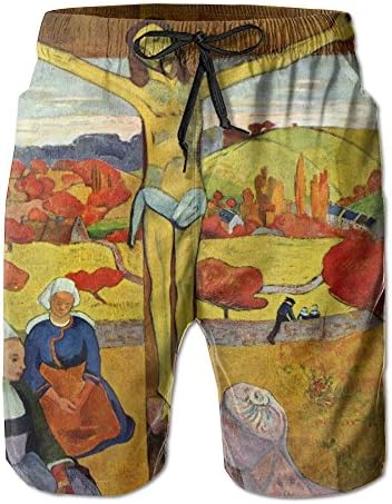 Men's Paul Gauguin Yellow Christ Quick Drying Breathable Beach Pants Swim Trunks Large