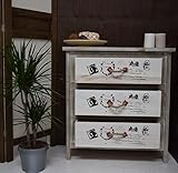 Cajonera comoda 3 cajones decoratión efecto envejecido manija de cuerda shabby (Cod x-1005)