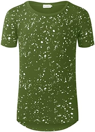 NITAGUT Mens Hipster Hiphop Longline T-Shirt Cotton Star Print Tees Zipper Trim (Medium/Chest 36-39, 05Army Green)