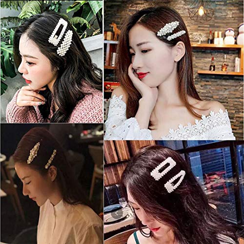 DC-BEAUTIFUL 12 Pcs Pearl Clips for Women Girl, Artificial Hair Pins Hair Barrettes Decorative Hairgrips for Party Work Wedding Daily Life (Mixed)