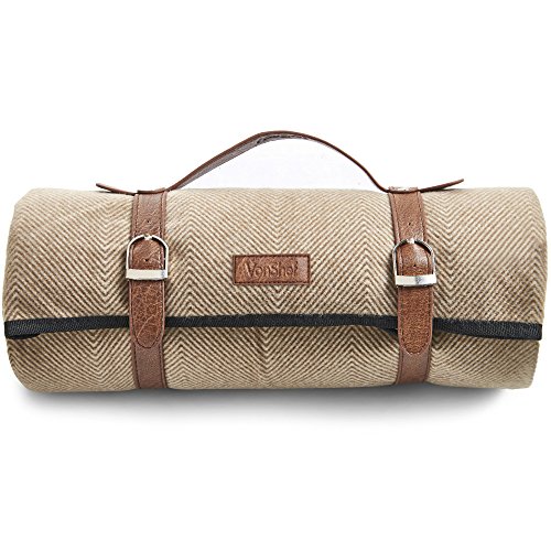 VonShef Picnic Blanket Large 58" x 71" Soft Waterproof Folding Picnic