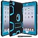 iPad 4 Case, iPad 3 Case, iPad 2 Case - E LV iPad 4 3 2 Case Cover - Shock-Absorption / High Impact Resistant Hybrid Dual Layer Armor Defender Full Body Protective Case Cover with 1 Stylus - BLACK / TURQUOISE