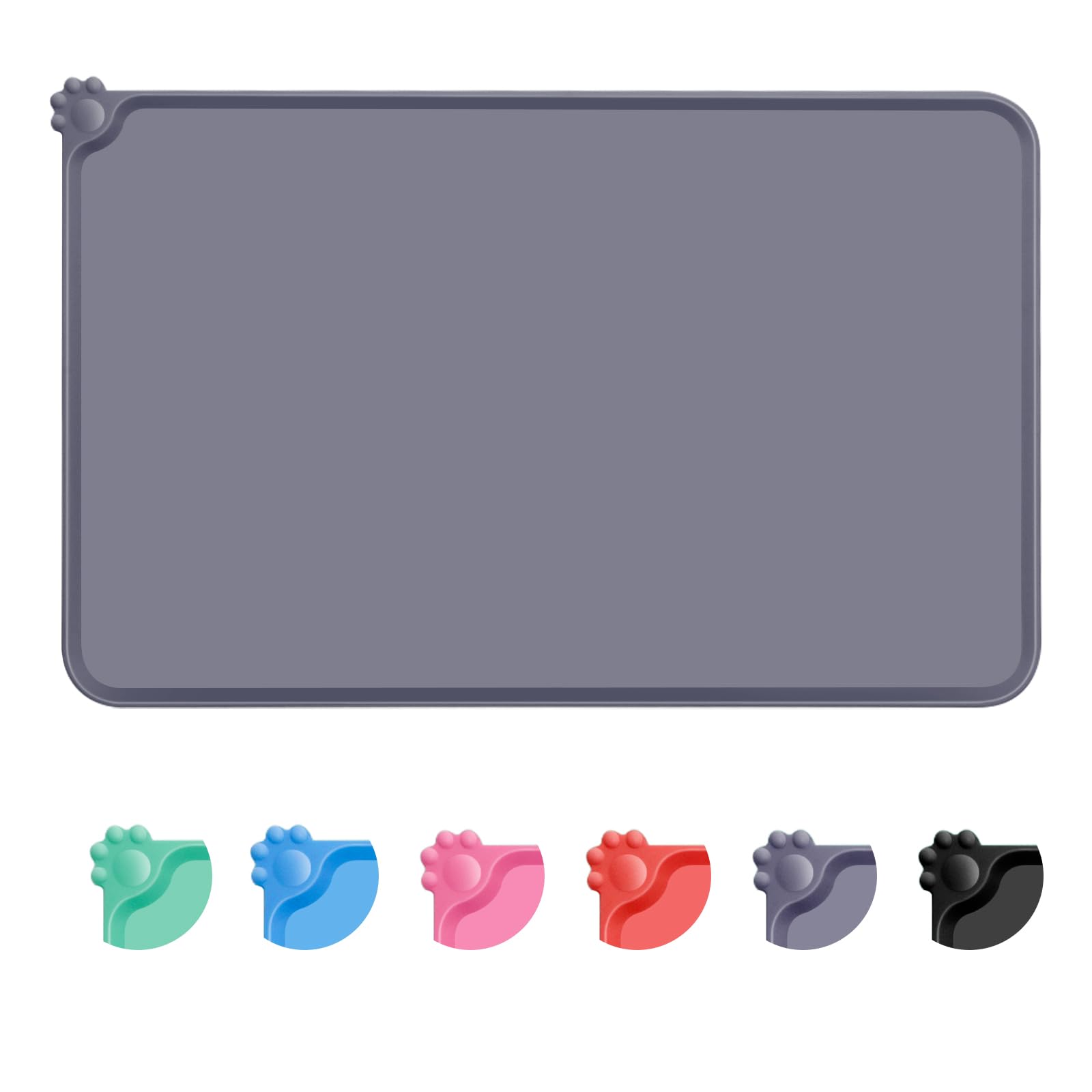 MOACC Dog Food Mat, Silicone Pet Feeding Mat, Non Slip & Waterproof Bowl Mat for Dog and Cat, 47 x 30 cm, Grey