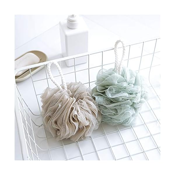 Bath Loofahs Sponge Shower Pouf Body Scrubber Ball 4 Pack Colors Exfoliate with Lathering Cleanse & Beauty Bathing…