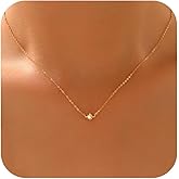 Four Pointed Star Necklace for Women,925 Sterling Silver Dainty North Star Pendant Choker Necklace to Daughter 14k Gold Plated Cubic Zirconia Starburst Necklaces Jewelry Gift for Birthday Wedding
