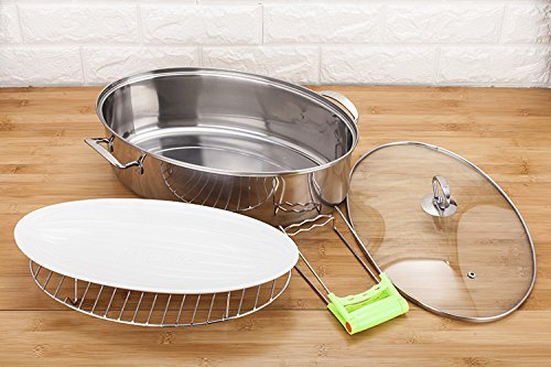 T&B 9.8x6.7 Inch Oval Roasting Cooling Rack 304 Stainless Steel Baking Broiling Rack Cookware 0.8 Inch heigh thick version (1) - Thumbnail 5