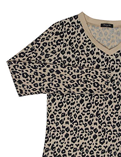 image for BMJL Women's Casual Cute Shirts Leopard Print Tops Basic Short Sleeve 