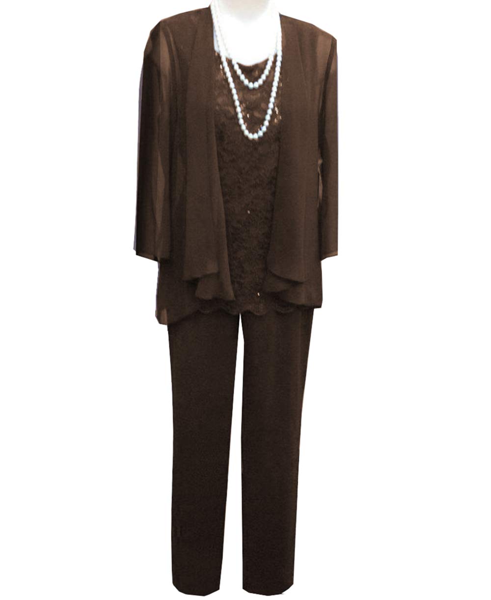 Fitty Lell Women's 3 Pieces Elegent Mother of Bride Pant Suits Long