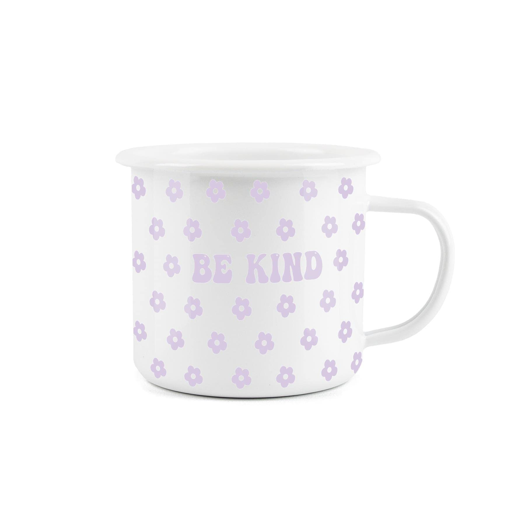 Purely Home Be Kind Floral Enamel Mug Durable Hot Drinks Outdoor Cup for Travel Picnics Home Festivals Hiking Mountaineering Fishing