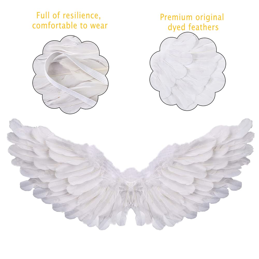 SzJias Angel Costume Wings for Girls Angel Costume Wings and Halo for Kids Halloween Christmas Eve