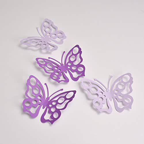 Butterfly Stickers for Walls 3d Purple Lilac