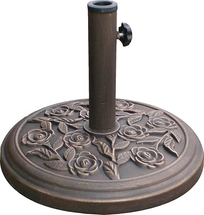 Kingfisher 9kg Cast Iron Effect Parasol Base Bronze Rose Pattern Adapters