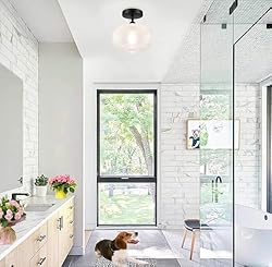 Semi Flush Mount Ceiling Light,Black Hallway Light
