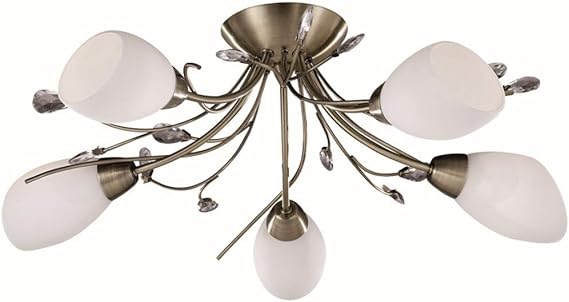 Moderne Deckenleuchte in Bronze Antik Floral 5xE14 bis zu 40 Watt 230V