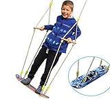 HappyPie Children Trapeze Tree Skateboard Swing with 93'' Adjustable Rope Outdoor Exercise Toy - Shark