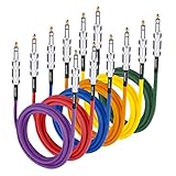 Neewer® 6-Pack 6.5 Ft/2M Durable Guitar Cables with 1/4 Inch Straight to Straight Plugs, Rubber Shielding and Copper Conductors (Green Blue Purple Red Yellow Orange)
