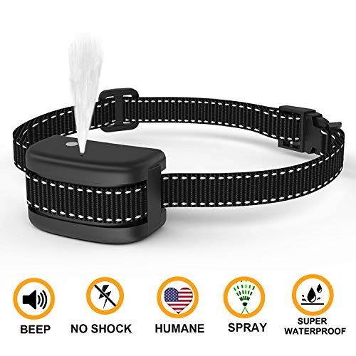WWVVPET Spray Dog Bark Collar,[2019 Upgraded] Citronella Dog Training Collar (Not Included Citronella Spray),No Electric Shock Safe Harmless,Rechargeable Adjustable Waterproof Dogs (Black)